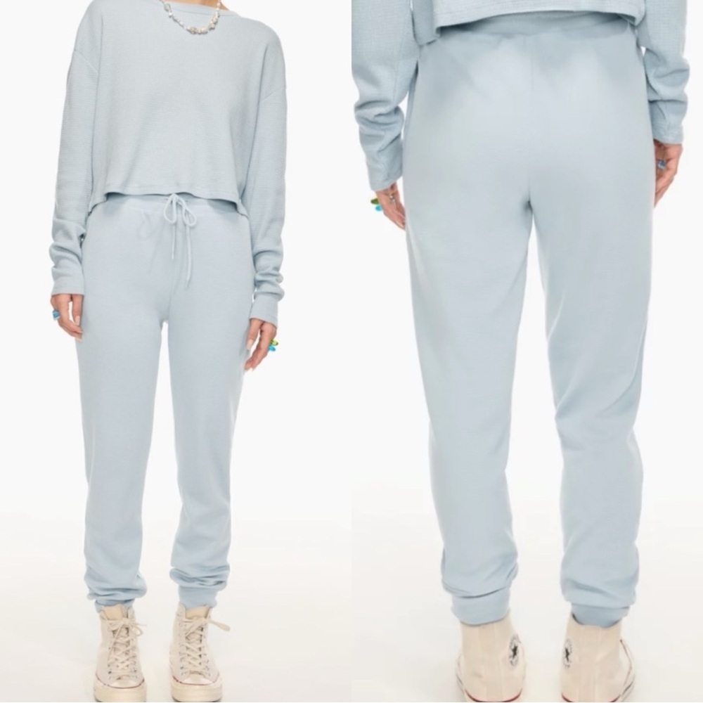 ARITZIA Sundays Best Waffle Baby Blue Thermal Joggers Sweatpants